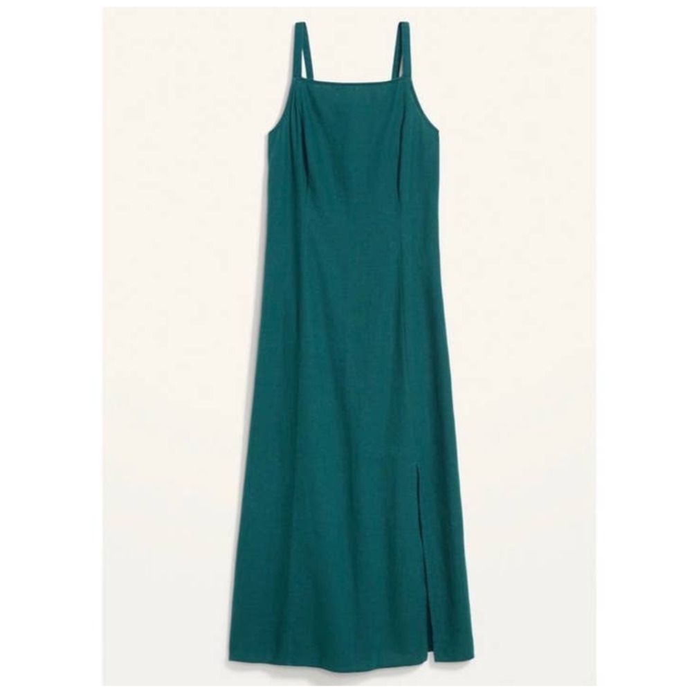 Linen- Blend Maxi Shift Dress